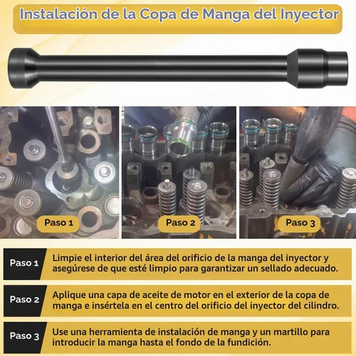Vista 5 de Yoursme Herramienta de instalación de extracción de copa de manga inyector con kit de piezas para Caterpillar Cat 3126B C7 C9 con inyectores