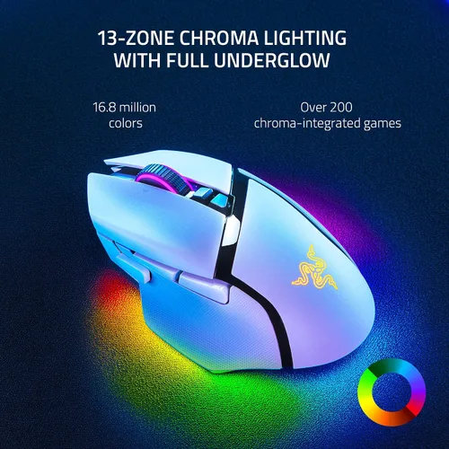 Vista 3 de Razer Basilisk V3 Pro - Mouse inalámbrico para juegos personalizable interruptores ópticos rápidos Gen-3 - Rueda de inclinación HyperScroll - Chroma