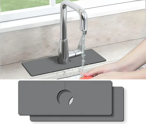 Vista 8 de Tapete protector contra salpicaduras para fregadero de cocina, 1 alfombrilla súper absorbente de secado rápido, dispositivo para fregadero