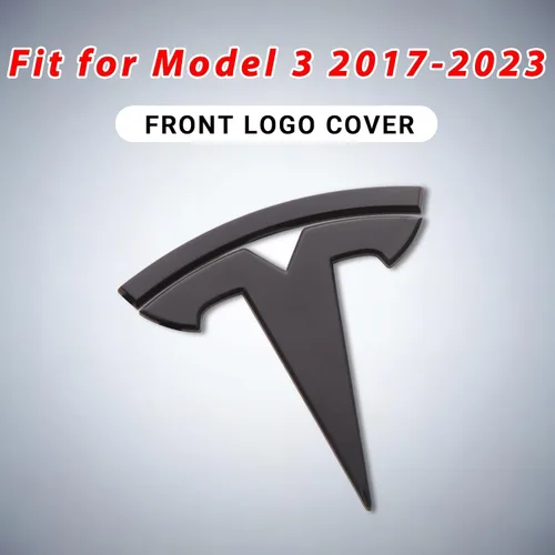 Vista 2 de Accesorios de emblema para Tesla Model 3 Logo Sticker 2023 2022-2017 Model 3 Calcomanías (negro)