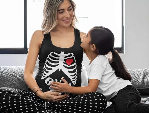 Vista 3 de Disfraces de maternidad para Halloween disfraz de esqueleto de bebé para mamá