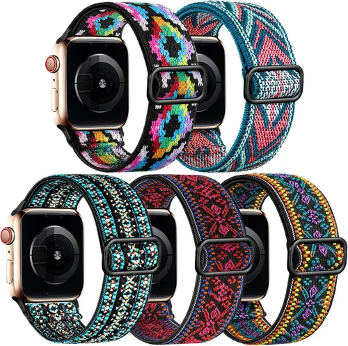 Vista 16 de Easuny Bandas elásticas bohemias compatibles con Apple Watch de 1.5 pulgadas, 1.57 pulgadas, 1.65 pulgadas y de 1.73 pulgadas para mujeres, hombres