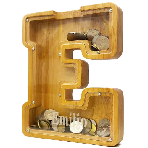 Vista 47 de Alcancía personalizada grande de madera con letras, alcancía de monedas, alcancía personalizada con nombre, puede usarse como regalo de Navidad