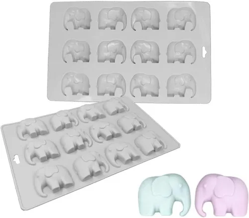 Vista 5 de Molde de silicona para caramelos de chocolate y elefante, 12 cavidades, molde de bomba de grasa gomosa, resina de arcilla, mini molde de crayón