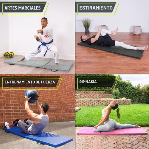 Vista 6 de ProsourceFit Alfombrilla de Ejercicio Plegable Gruesa Tri-Fold de 6'x2' con Asas de Transporte para MMA, Gimnasia Entrenamientos de Core, Negro