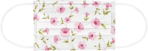 Vista 3 de 50 máscaras desechables para mujeres, diseño floral, día festivo, cuidado de la piel, para adultos, a prueba de polvo, máscara antipolvo para fiestas