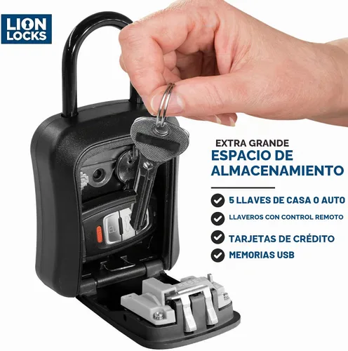 Vista 2 de Caja de bloqueo de llaves Lion Locks - Caja de bloqueo de llaves para casa, Caja de bloqueo inmobiliaria con combinación, Caja de seguridad