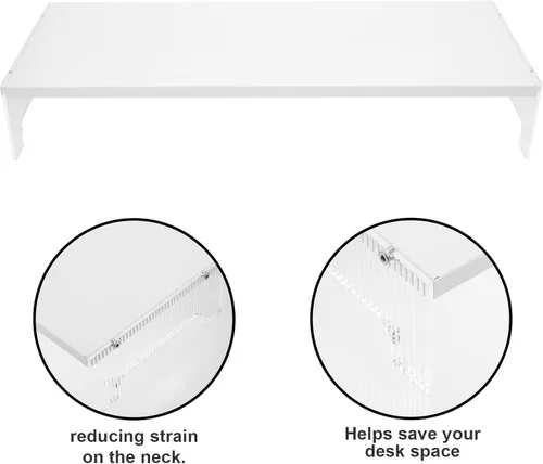 Vista 3 de SEWACC Soporte elevador de monitor acrílico con patas para almacenamiento de computadora y portátil, organizador de escritorio para reducir