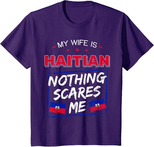 Vista 62 de My Wife Is Haitian Republic of Haiti Heritage Roots - Camiseta con bandera, Negro, S