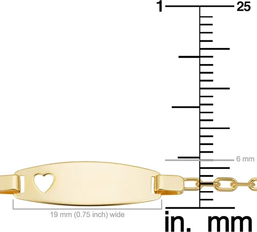 Vista 4 de Kooljewelry - Pulsera de oro amarillo de 14 quilates con corazón (5.5 pulgadas)