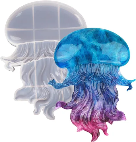 Vista 10 de Molde de resina de pulpo, Gasusen 3D de animales marinos grandes, pulpo, moldes de silicona para fundición de resina epoxi, adornos colgantes