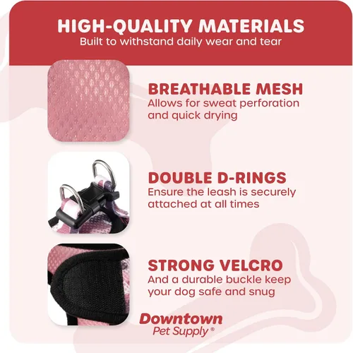 Vista 206 de Downtown Pet Supply Arnés para perro Step-in – Sin tirones, malla acolchada ajustable con ribete reflectante, correa de hebilla segura – Arnés