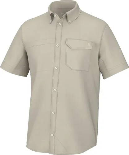 Vista 23 de HUK Men's Tide Point Kc Scott Original Artwork Short Sleeve Shirt, Fishing Button Down Negro