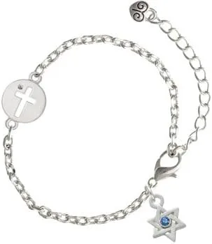 Vista 2 de Mini Estrella de David con Cruz de vidrioConector Zoe de discos pulsera