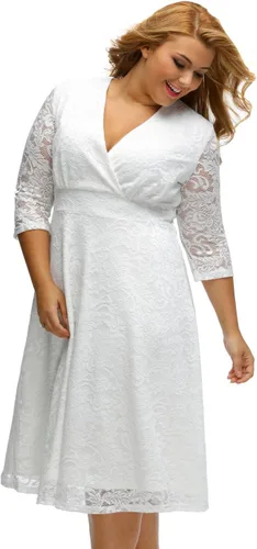 Vista 3 de Vestido de fiesta de boda formal de encaje elegante para mujer, talla grande