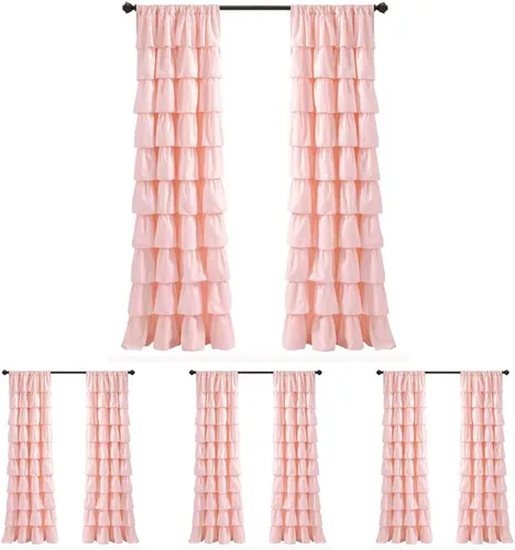 Vista 6 de Lush Decor Cortina de Ventana con Volantes Blush - Panel de Estilo Shabby Chic Rústico de Granja para Sala de Estar, Comedor, Dormitorio