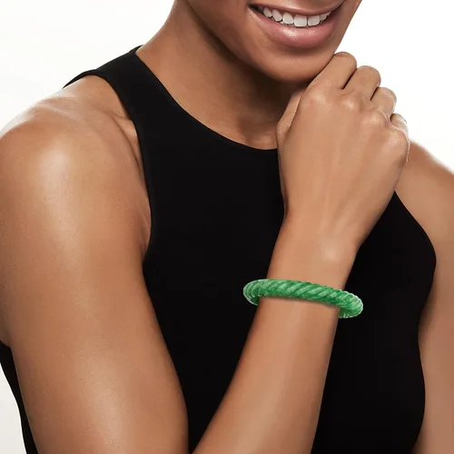 Vista 2 de Ross-Simons Pulsera de jade tallada. 7.5 pulgadas, Piedra, Jade