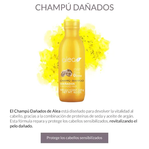 Vista 3 de ALEA - Champú reparador para cabello muy dañado - Línea capilar dañada - 16.9 fl oz - con proteínas de seda y aceite de argán - Libre de sulfatos