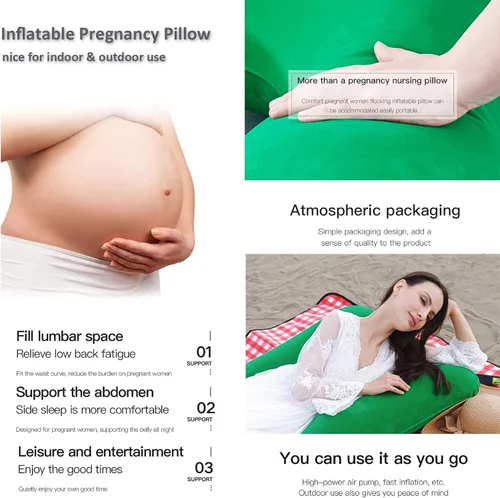 Vista 4 de Almohada inflable grande actualizada de tela flocada, almohada de embarazo, almohada de maternidad, almohada de lactancia, almohada para dormir