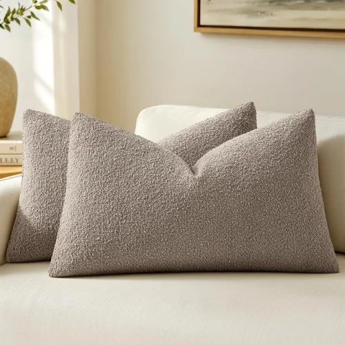 Vista 37 de MIULEE - Fundas de almohada decorativas para sofá lumbar de 16 x 16 pulgadas, color beige Set of 2 Textured Neutral Throw Pillow Covers, Accent