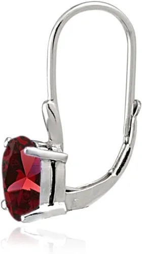 Vista 3 de Pendientes ovalados de plata de ley con piedra natal