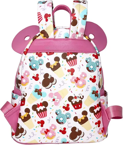 Vista 3 de Loungefly Disney Mickey Mouse Cupcakes and Donuts - Bolso de hombro con doble correa para mujer, Rosado