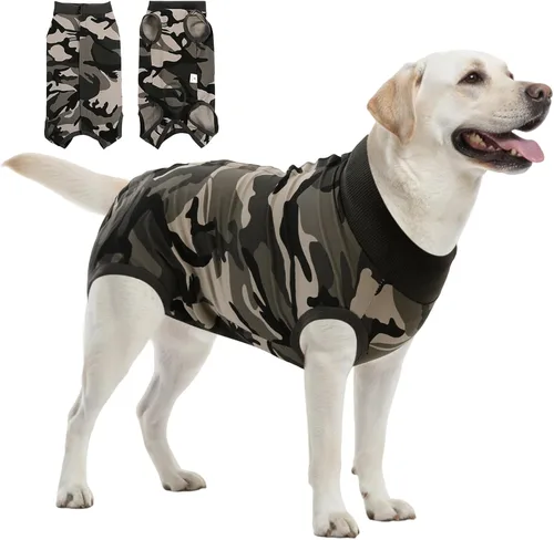 Vista 11 de SAWMONG Traje de recuperación para perros, hembras y machos, transpirable, traje corporal para perro después de una cirugía, esterilización Avión