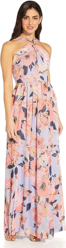 Vista 3 de Adrianna Papell Vestido halter de gasa estampado para mujer