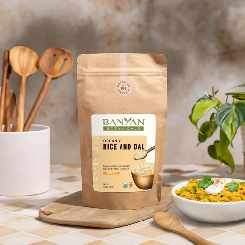 Vista 5 de Banyan Botanicals Rice and Dal - Arroz orgánico mung dal amarillo premezclado y arroz basmati orgánico para Kitchari - Alimento fácil para limpiar