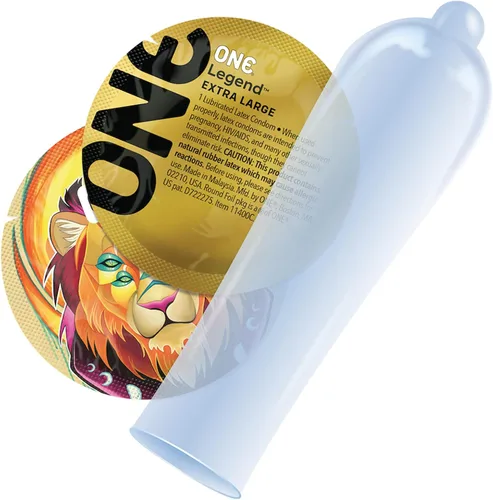 Vista 2 de ONE® Condones Legend XL Preservativos de látex extra grandes, paquete de 12