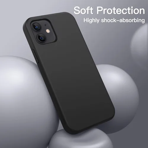 Vista 4 de JETech Funda de silicona para iPhone 12 mini, color negro Tacto suave y sedoso, protección a prueba de golpes, resistente a los arañazos, forro