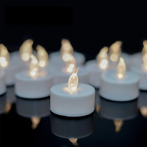 Vista 5 de YIWER Velas de té de batería, velas LED de té de 200 horas, paquete de 12 (amarillo cálido)
