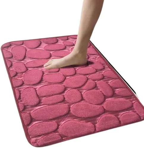 Vista 11 de Alfombra antideslizante de Baño De Franela Gruesa Antideslizante, Almohadilla De Espuma Viscoelástica, Adoquín En Relieve, Alfombra De Suelo De