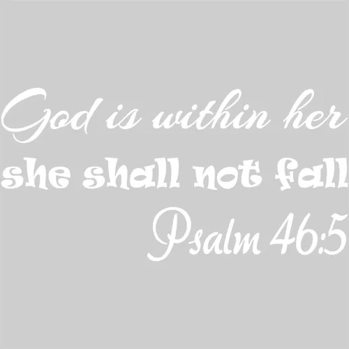 Vista 4 de VWAQ - Adhesivo decorativo para pared con texto en inglés "God is Within Her She Shall Not Fall Not Fall Psalm 46:5", color negro