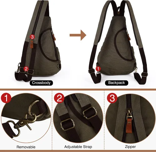 Vista 3 de HUXFAM Mochila bandolera pequeña multiusos casual mochilas al aire libre ciclismo senderismo viajes, 5army verde, Mochilas Daypack