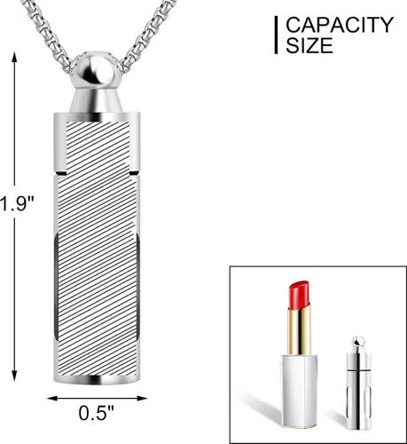 Vista 2 de abooxiu Contenedores de vidrio Urna Collares para cenizas Acero inoxidable Cremación Joyería Colgante Memorial Recuerdo - Personalizar disponible