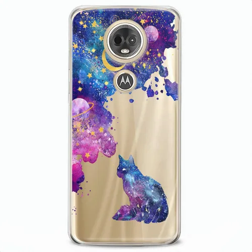 Vista 9 de Funda de TPU compatible con Motorola G9 G8 Plus G7 E20 P40 Z4 Edge 20 G22 Stylus Galaxy suave colorido patrón abstracto púrpura estrellas claro gato