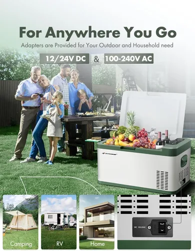 Vista 3 de A-Premium Refrigerador portátil de 12 voltios 21QT/20.1L para auto, enfriador con congelador portátil de enfriamiento rápido -4°F~68°F con 12/24V DC