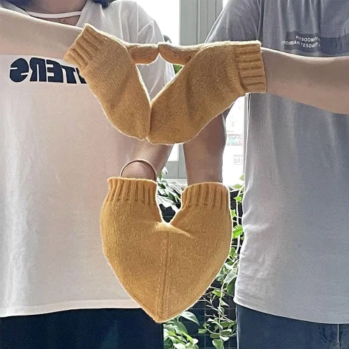 Vista 2 de Guantes de invierno de punto para parejas, guantes cálidos de punto con diseño de mano para parejas, guantes de dedo completo para parejas, guantes