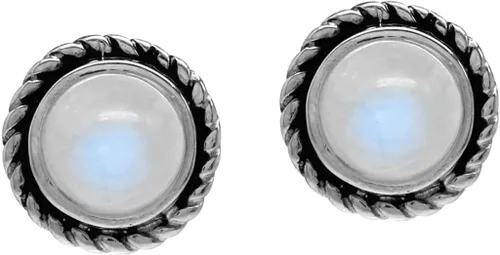 Vista 4 de Silvershake 6mm Natural or Created Round Shape Gemstones 925 Sterling Silver Rope Stud Earrings Jewelry for Women