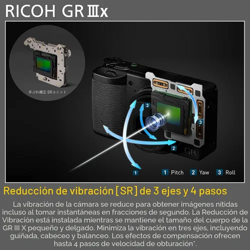 Vista 8 de Ricoh GR IIIx, Negro, Cámara digital compacta con sensor CMOS de tamaño APS-C de 24MP, lente GR de 40mmF2.8 (en formato de 35mm)