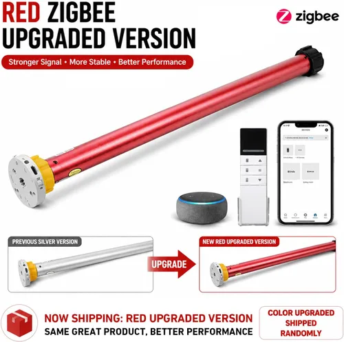 Vista 2 de Kit de motor ciego inteligente Zigbee recargable, abridor automático de cortinas con control de aplicación para tubo de 1.496 in compatible