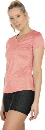 Vista 5 de Icyzone - Camisetas deportivas de cuello en V y manga corta para mujer, ropa de entrenamiento para yoga, correr, acondicionamiento físico y deportes