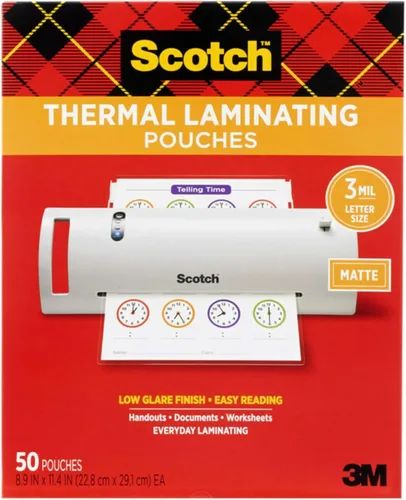 Vista 13 de Bolsas térmicas laminadas mate Scotch, ultra transparentes con acabado mate, tamaño carta 8.9 pulgadas x 11.4 pulgadas, paquete de 20