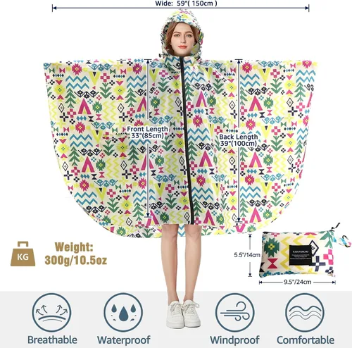 Vista 2 de Anyoo Poncho de lluvia impermeable ligero reutilizable senderismo chaqueta con capucha para actividades al aire libre