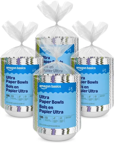 Vista 8 de Amazon Basics - Cuencos de papel ultra desechables, 20 onzas, aptos para microondas, a prueba de remojo, fuertes y resistentes, color blanco, 50