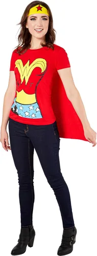 Vista 7 de Rubies DC Comics: Camiseta de disfraz de mujer maravilla con capa y diadema para adultos