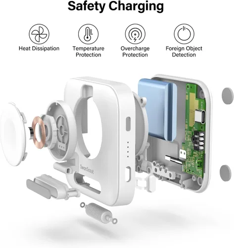 Vista 6 de SwanScout Cargador de reloj para Apple, cargador portátil de 1800 mAh para Apple Watch Ultra 2/1, Series 9/SE/8/7/6/5, plegable, para viajes (blanco)