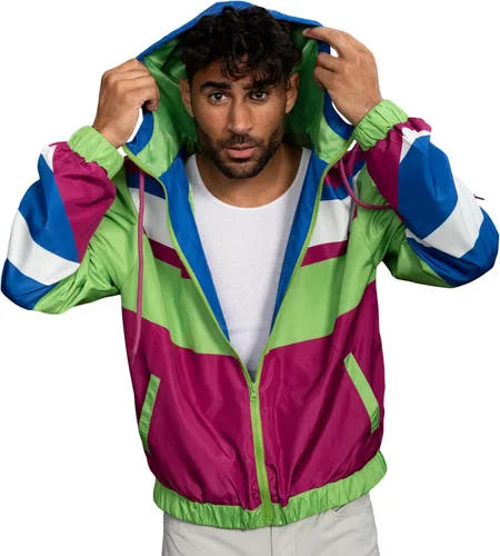 Vista 5 de Chaqueta cortavientos retro ligera con diseños coloridos de los años 80 y 90