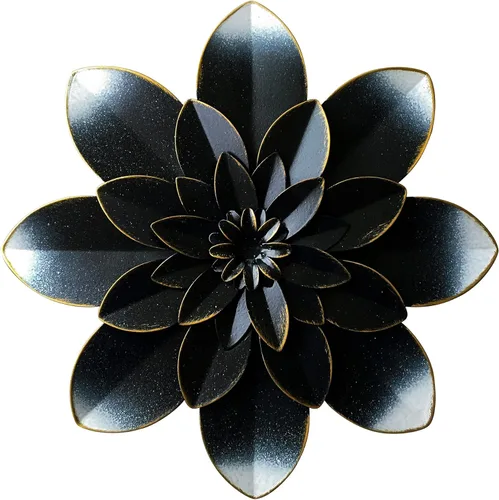 Vista 8 de Decoración artística de pared de flores de metal azul, escultura floral rústica moderna de 9.5 pulgadas, decoración desgastada para colgar